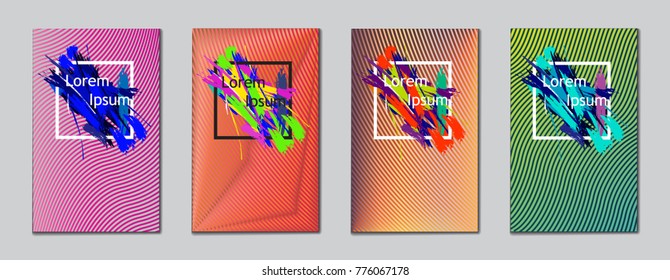 Cover design template set with abstract lines modern different color gradient style on the background for decoration presentation, brochure, catalog, poster, book, magazine etc