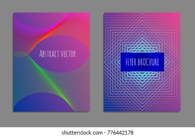 Cover design template set with abstract lines modern different color gradient style on background for decoration presentation, brochure, catalog, poster, book, magazine etc. Vector Illustration.