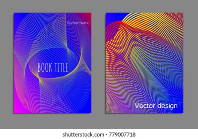 Cover design template set with abstract lines modern different color gradient style on background for decoration presentation, brochure, catalog, poster, book, magazine etc. Vector Illustration.