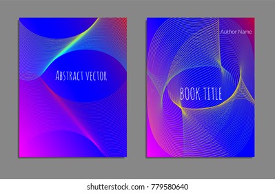 Cover design template set with abstract lines modern different color gradient style on background for decoration presentation, brochure, catalog, poster, book, magazine etc. Vector Illustration.
