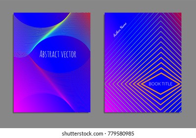 Cover design template set with abstract lines modern different color gradient style on background for decoration presentation, brochure, catalog, poster, book, magazine etc. Vector Illustration.