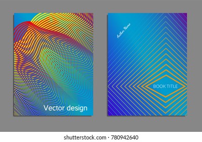 Cover design template set with abstract lines modern different color gradient style on background for decoration presentation, brochure, catalog, poster, book, magazine etc. Vector Illustration.