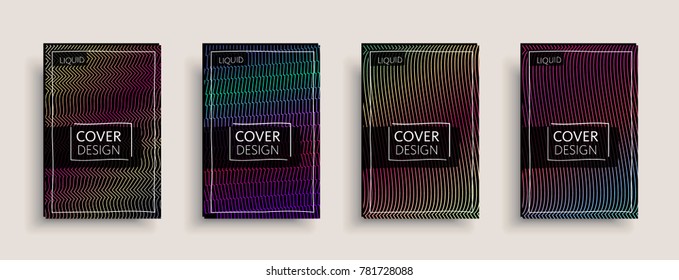 Cover design template, set with abstract fluid colors. Business modern A4 page layout. Colorful vector covers for branding, book, poster, banner, catalog,report,document or any pages.Blank text space