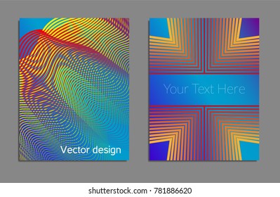Cover design template set with abstract lines modern different color gradient style on background for decoration presentation, brochure, catalog, poster, book, magazine etc. Vector Illustration.