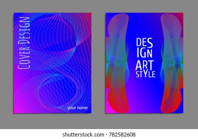 Cover design template set with abstract lines modern different color gradient style on background for decoration presentation, brochure, catalog, poster, book, magazine etc. Vector Illustration.