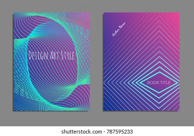 Cover design template set with abstract lines modern different color gradient style on background for decoration presentation, brochure, catalog, poster, book, magazine etc. Vector Illustration.