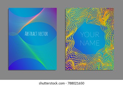 Cover design template set with abstract lines modern different color gradient style on background for decoration presentation, brochure, catalog, poster, book, magazine etc. Vector Illustration.