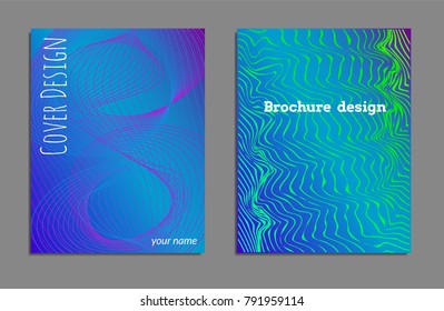 Cover design template set with abstract lines modern different color gradient style on background for decoration presentation, brochure, catalog, poster, book, magazine etc. Vector Illustration.