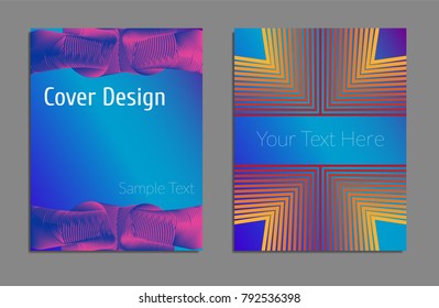 Cover design template set with abstract lines modern different color gradient style on background for decoration presentation, brochure, catalog, poster, book, magazine etc. Vector Illustration.