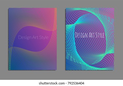 Cover design template set with abstract lines modern different color gradient style on background for decoration presentation, brochure, catalog, poster, book, magazine etc. Vector Illustration.