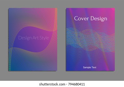 Cover design template set with abstract lines modern different color gradient style on background for decoration presentation, brochure, catalog, poster, book, magazine etc. Vector Illustration.