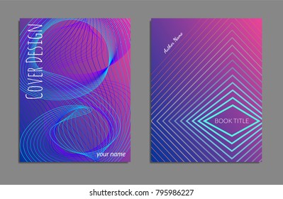 Cover design template set with abstract lines modern different color gradient style on background for decoration presentation, brochure, catalog, poster, book, magazine etc. Vector Illustration.