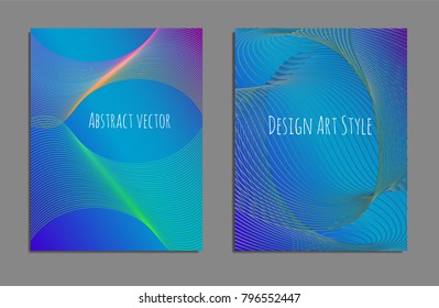 Cover design template set with abstract lines modern different color gradient style on background for decoration presentation, brochure, catalog, poster, book, magazine etc. Vector Illustration.