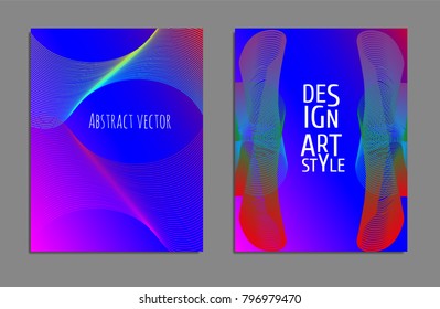 Cover design template set with abstract lines modern different color gradient style on background for decoration presentation, brochure, catalog, poster, book, magazine etc. Vector Illustration.