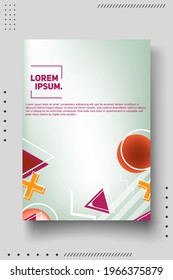 Cover design template set with memphis retro styled geometric shaped on background for decoration presentation, brochure, catalog, poster, book, magazine etc. Vector Illustration