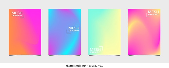 Cover design template set with mesh gradient style on background for decoration presentation, brochure, catalog, poster, book, magazine etc. Vector Illustration. Editable vector