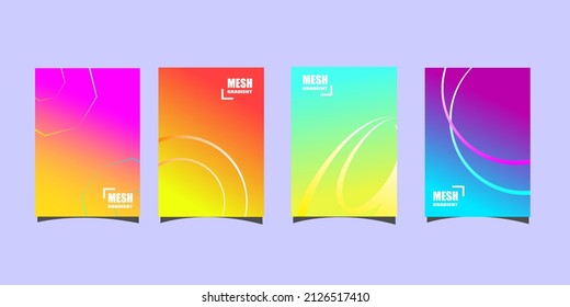 cover design template set mesh gradient color style on background presentation, brochure, catalog, poster, book, magazine, leaflet, flyer etc. editable vector