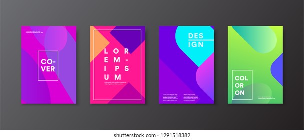 Plantilla de diseño de portada con líneas de color geométrico abstracto moderno en estilo degradado en segundo plano para la presentación de decoración, folleto, catálogo, póster, libro, revistas 