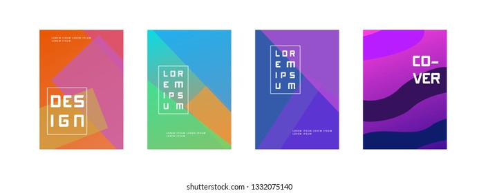 Cover design template set with modern abstract geometric color lines in gradient style on background for decoration presentation, brochure, catalog, poster, book, magazines