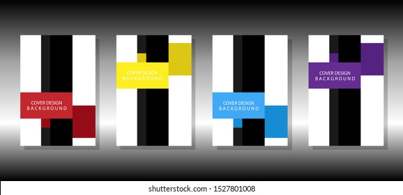 Cover design template set with origami intersecting ribbons.