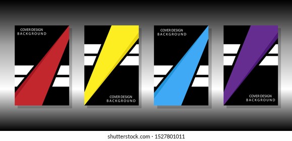 Cover design template set with origami intersecting ribbons.