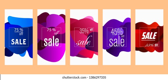 Cover design template set social media with abstract background for decoration placards, banners,modern different color gradient style on for decoration presentation
