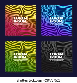 Cover design template set square shape with abstract lines modern color gradient style on background for decoration catalog, poster, presentation, brochure, book, magazine. Vector Illustration