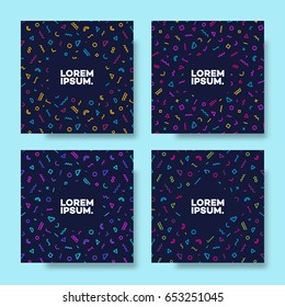 Cover design template set square shape with geometric memphis minimal background different color for decoration brochure, poster, presentation, flyer, catalog, book, magazine etc. Vector Illustration