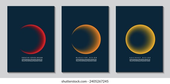 Cover design template set with vibrant gradient circular shapes. Abstract futuristic background for your creative graphic design. Vector Illustrator