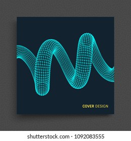 Cover design template. Spiral. Connection Structure. Abstract grid design. 3d vector illustration for science, technology.