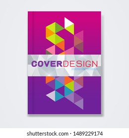 Cover design template with triangle geometric pattern background, vector illustration