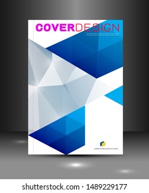 Cover design template with triangle geometric pattern background, vector illustration