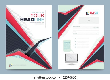 Cover design template triangles and lines style. Vector illustration. Use for annual report brochure flyer, Leaflet presentation background, Front and back layout in A4 size