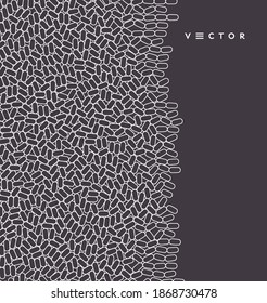 Plantilla de diseño de portada. Ilustración vectorial para la ciencia, la química o la educación. Matriz irregular o matriz de ovales aleatorios. 