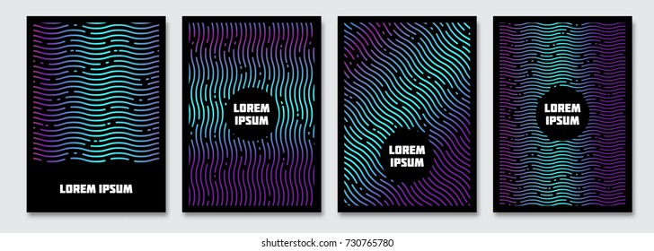 Cover design template. Vector minimal abstract background with gradient wavy lines. Flyer, poster, brochure design. A4 size. 