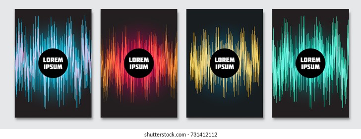 Cover design template. Vector minimal abstract background with scribble lines. Dance music party flyer, poster, brochure design. A4 size. 