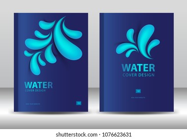 Cover design template vector for water Business, Annual report, brochure flyer template, advertisement, magazine ads, book, catalog, vector layout in A4 size, Drop water on blue background