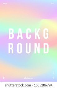Cover design template with vibrant gradient background. Iridescent foil. Applicable for placard, banner, flyer, presentation, cover and report. Eps10 vector.