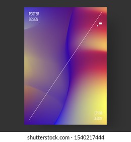 Cover design template with vibrant gradient background. Unmellow yellow, tyrian purple, amber and blue color. Applicable for placard, banner, flyer, presentation, cover and report. Eps10 vector.