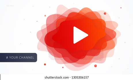 Cover design template video channel for web page your blog. Futuristic shape abstract liquid of play button for advertising social media. Modern vector illustration concept