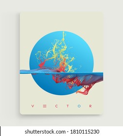 Plantilla de diseño de portada. El agua salpicó la imitación. Antecedentes abstractos. Ilustración vectorial 3d.