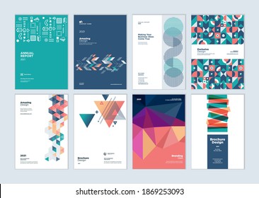 Cover design templates of brochures, business plans, annual reports. Vector illustration concepts for business presentation, corporate document and marketing material.