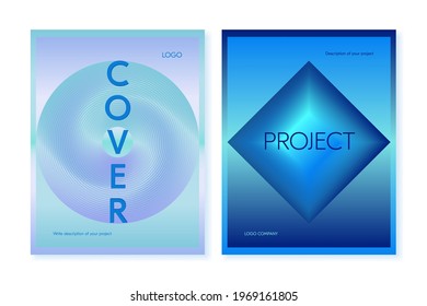 Plantillas de diseño de portada con formas geométricas degradadas. Para folletos; volantes; afiches de otros proyectos. Vector; se puede utilizar para imprimir.