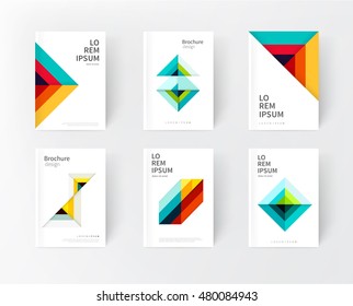 Cover design templates. Minimalistic design, creative concept, modern diagonal abstract background Geometric element. Blue,yellow and red diagonal lines & triangles. vector-stock illustration
