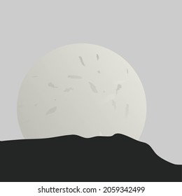 Cover design templates. Mountain view on full moon. Mountain terrain. Vector illustration. Abstract background.