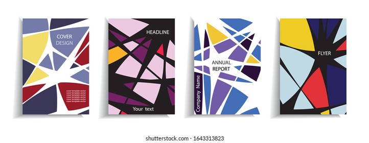  Cover design templates set. Abstract background with bright mosaic design. Adorable book, flyer, poster, catalog, folder, notebook cover etc. Vector illustration.