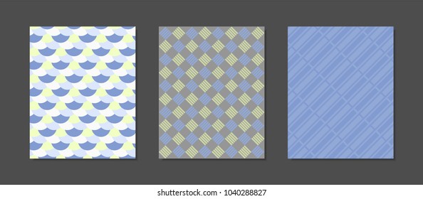 Cover Design Templates Set in Pastel Color Design. Geometric Patterns with Rectangles, Strips. Minimal Geometric Templates in Modern Style. Covers for Magazine, Presentation, Book. Abstract Wallpaper.