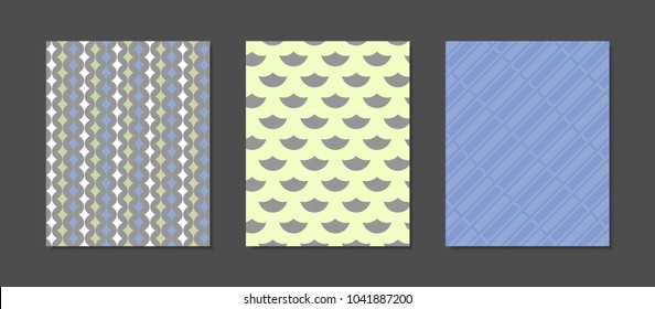 Cover Design Templates Set in Pastel Color Design. Geometric Patterns with Rectangles, Strips. Minimal Geometric Templates in Modern Style. Covers for Magazine, Presentation, Book. Abstract Wallpaper.
