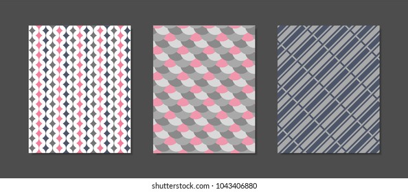 Cover Design Templates Set in Pastel Color Design. Geometric Patterns with Rectangles, Strips. Minimal Geometric Templates in Modern Style. Covers for Magazine, Presentation, Book. Abstract Wallpaper.
