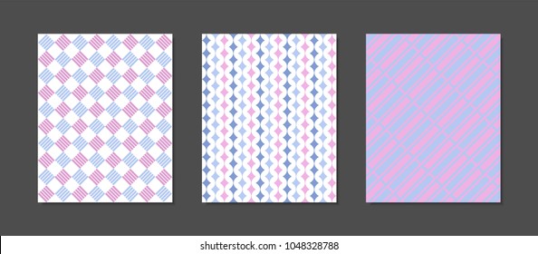 Cover Design Templates Set in Pastel Color Design. Geometric Patterns with Rectangles, Strips. Minimal Geometric Templates in Modern Style. Covers for Magazine, Presentation, Book. Abstract Wallpaper.